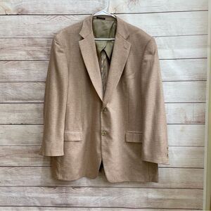 VINTAGE IBIZA CORRIDA 100% SILK BLAZER IN CORAL OATMEAL‎ HOUNDSTOOTH